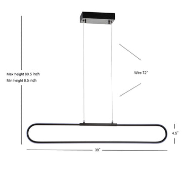 Ned 39" Dimmable Adjustable Integrated LED Metal Linear Pendant - JONATHAN Y
